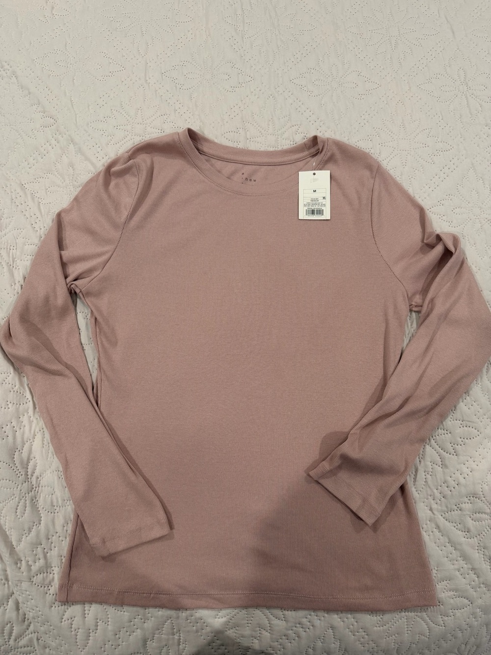 A New Day Women’s Ribbed Long Sleeve Top Pink Size M NWT - Picture 2 of 7